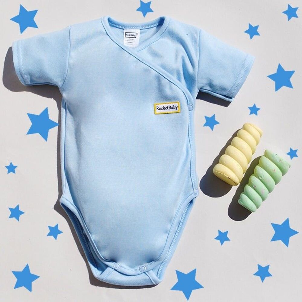 ROCKETBABY Bodysuit Kimono Short Sleeve Baby Blue